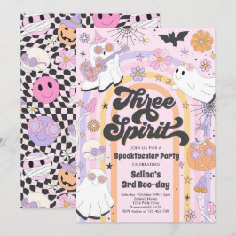 Convites Três Espíritos Halloween Groovy Ghost aniversário 