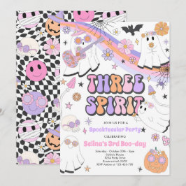 Convites Três Espíritos Halloween Groovy Ghost aniversário 