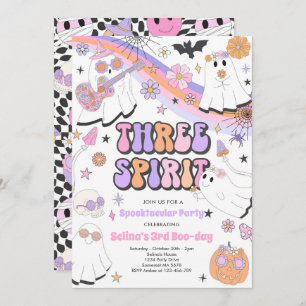 Convites Três Espíritos Halloween Groovy Ghost aniversário