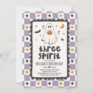 Convites Três Espíritos Halloween Menino Fantasma 3º Aniver