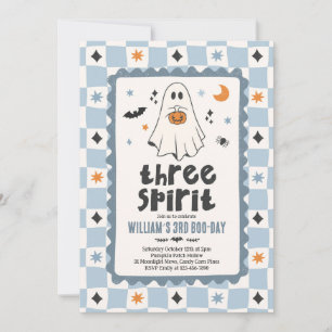 Convites Três Espíritos Halloween Menino Fantasma 3º Aniver