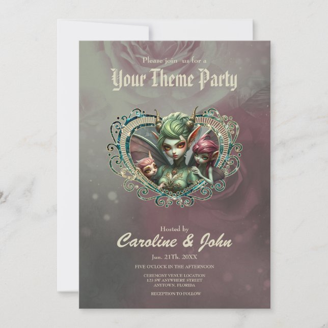 Convites Três fadas, os companheiros do coração mágico. (Frente)