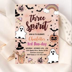 Convites Três Festas de aniversário de 3 anos de Halloween 