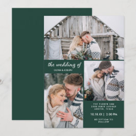 Convites Três fotos no Emerald Green | Casamento