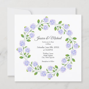 Convites Três Hydrangeas Watercolor Floral Wreath