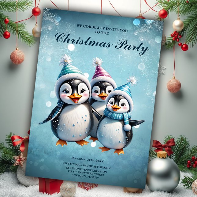 Convites Três pinguins adoráveis (Criador carregado)