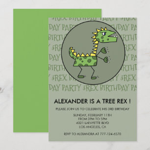 Convites Três rex aniversários dinossauro 3º rapaz