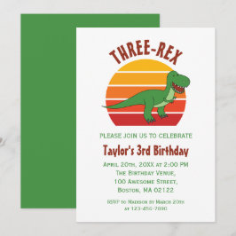 Convites Três Rex Dinossauro Divertido Gênero aniversário d