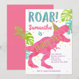 Convites Três rex, Dinossauro, Garota, Terceiro Aniversário
