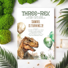 Convites Três Rex - Tyronassaurus Dinossaur Boy Aniversário