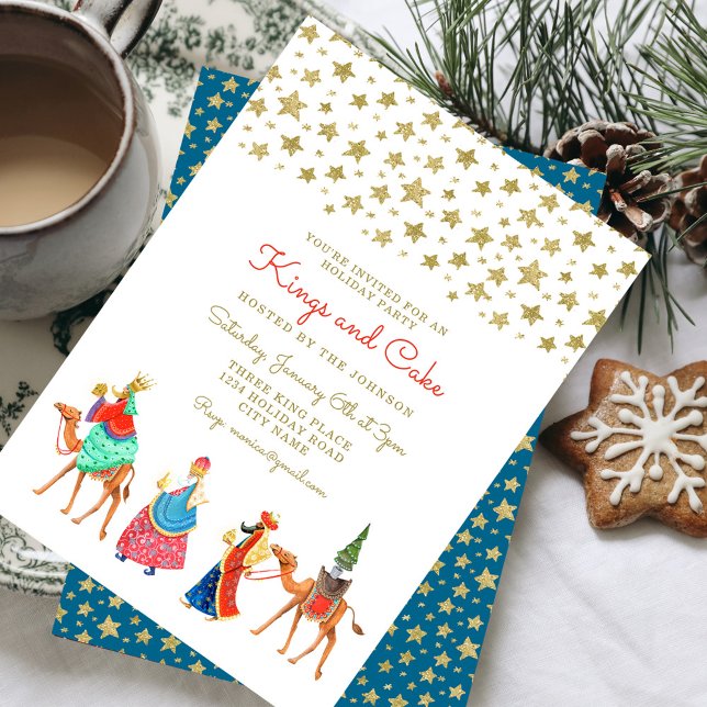 Convites Três Sábios Dourados Gliters Estrelas Festa de Nat (Three Wise Men Gold Glitter Stars Christmas Party Invitation)