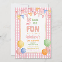 Três Vezes o Aniversário Rosa Divertido