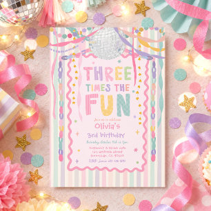 Convites Três Vezes o Fun Menina Caprichosa Aniversário de