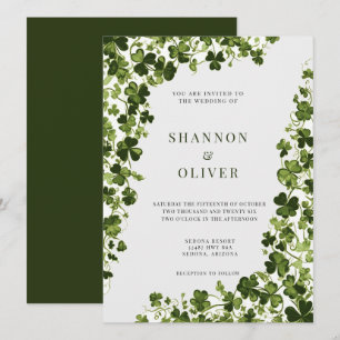 Convites Trevo Estilizado Irlandês Folhagem Folhuda