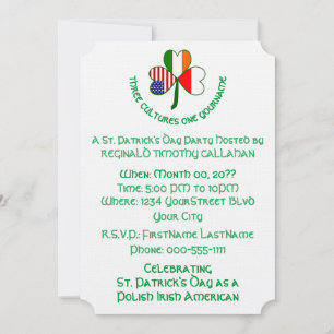 Convites Trevo Polônia Irlanda EUA Bandeira Personalizar Te