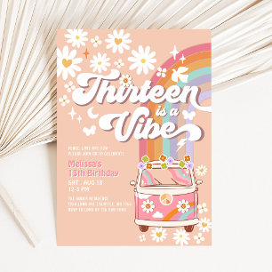 Convites TREZE é um Vibe Groovy Daisy Arco-íris Aniversário