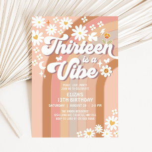 Convites Treze é um Vibe Terroso Groovy Aniversário de 13 a