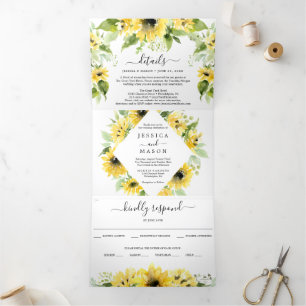 Convites Tri-Fold para Casamento no Jardim de Gira