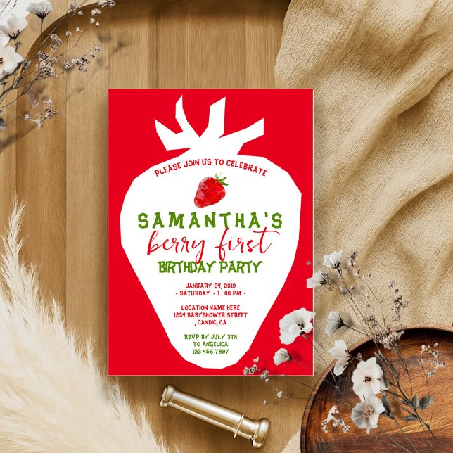 Convites Triângulo Simples de Berry Aniversário Vermelho (Criador carregado)