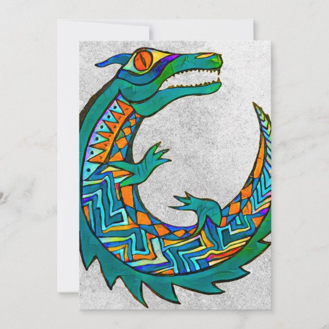 Convites Tribal Alligator Art (Frente)