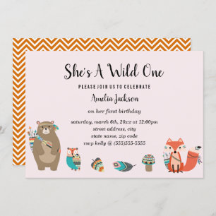 Convites Tribal Animal Ela é um aniversário selvagem