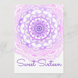 Convites Tribal Bohemian Mandala Purple Sweet Dezesseis