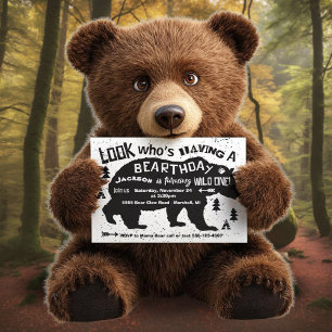 Convites Tribal Boho Bear Aniversário Selvagem Um!