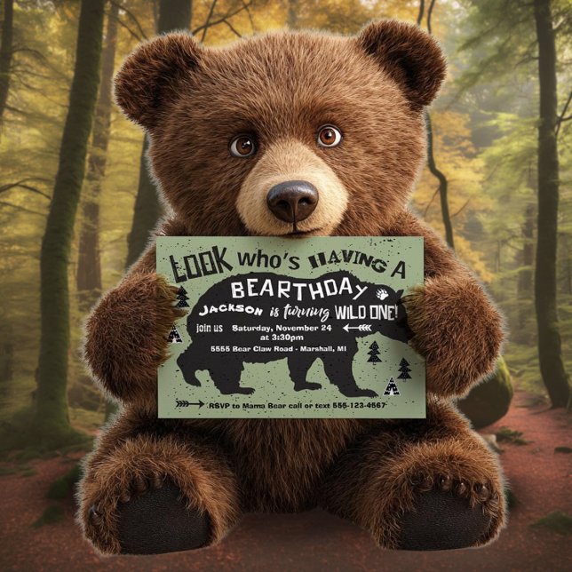 Convites Tribal Boho Bear Aniversário Selvagem Um! (Criador carregado)
