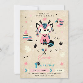 Convites Tribal Boho Woodland Animais Selvagens Um primeiro