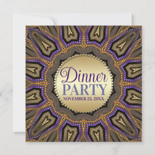 Convites Tribal Earth Orange Purple Dourado Party