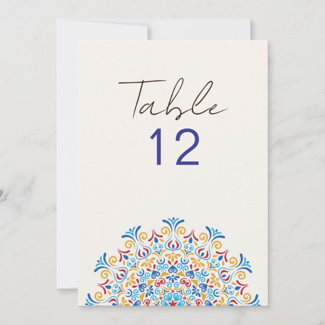 Convites Tribal Folk Culture Mandala Wedding Table Number (Frente)