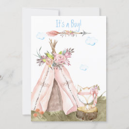 Convites *~* Tribal Teepee Boho Forest Fox Boy
