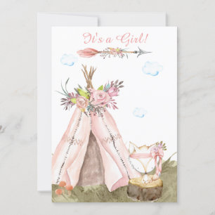 Convites *~* Tribal Teepee Boho Woodland Forest Girl Fox