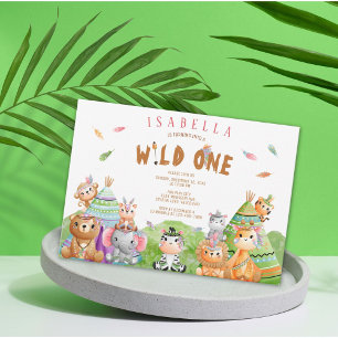 Convites Tribal Wild One Safari Woodland Birthday