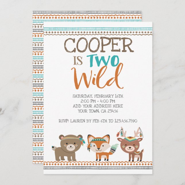 Convites Tribal Woodland (Frente/Verso)