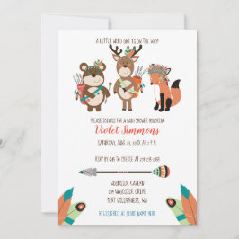 Convites Tribal Woodland Animal Boho Chá de fraldas Invite