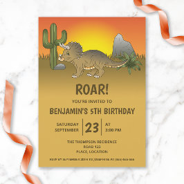 Convites Triceratops Dinossauro No Deserto Aniversário Infa
