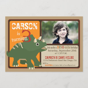 Convites Tricerátops Verdes Dinossauro Terceiro Aniversár