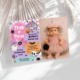 Convites Trick Or Three Halloween Groovy Fantasma 3º Aniver