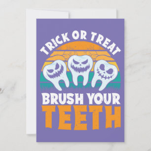 Convites Trick Or Treat Escove Os Dentes Pun Dentista Hallo
