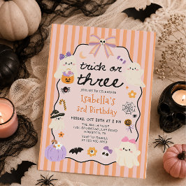 Convites Trick or Treat Fantasma Aniversário de 3 anos no H