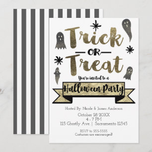 Convites Trick or Treat Fantasma Chic Festa de Halloween Mo