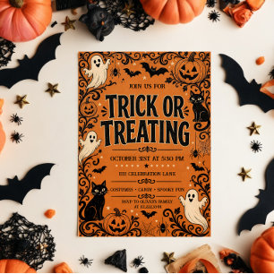 Convites Trick or Treat Festa de Halloween Vintage
