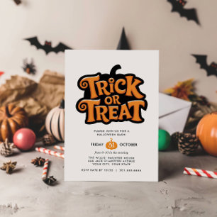 Convites TRICK OR TREAT Festa Simples de Halloween