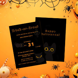 Convites Trick or Treat | Gato Preto Fofo de Halloween