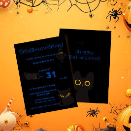 Convites Trick or Treat | Gato Preto Fofo de Halloween