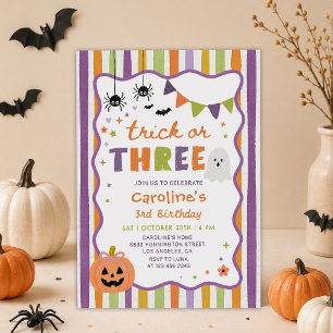 Convites Trick or Treat Halloween Fantasma Festa de 3 Anos