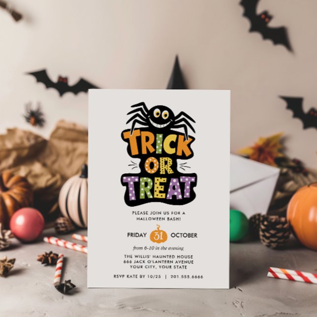 Convites TRICK OU TRAT CUTE SPIDER HALLOWEEN Bash Party (Criador carregado)