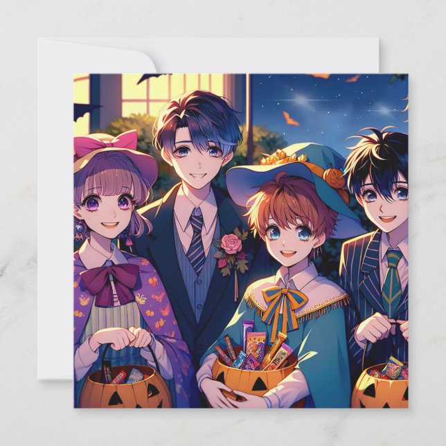 Convites Trick ou Tratando Crianças em Figurinos no Hallowe (Frente)