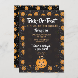 Convites Trick Ou Tratar Comemora Pumpkin Candy Personaliza